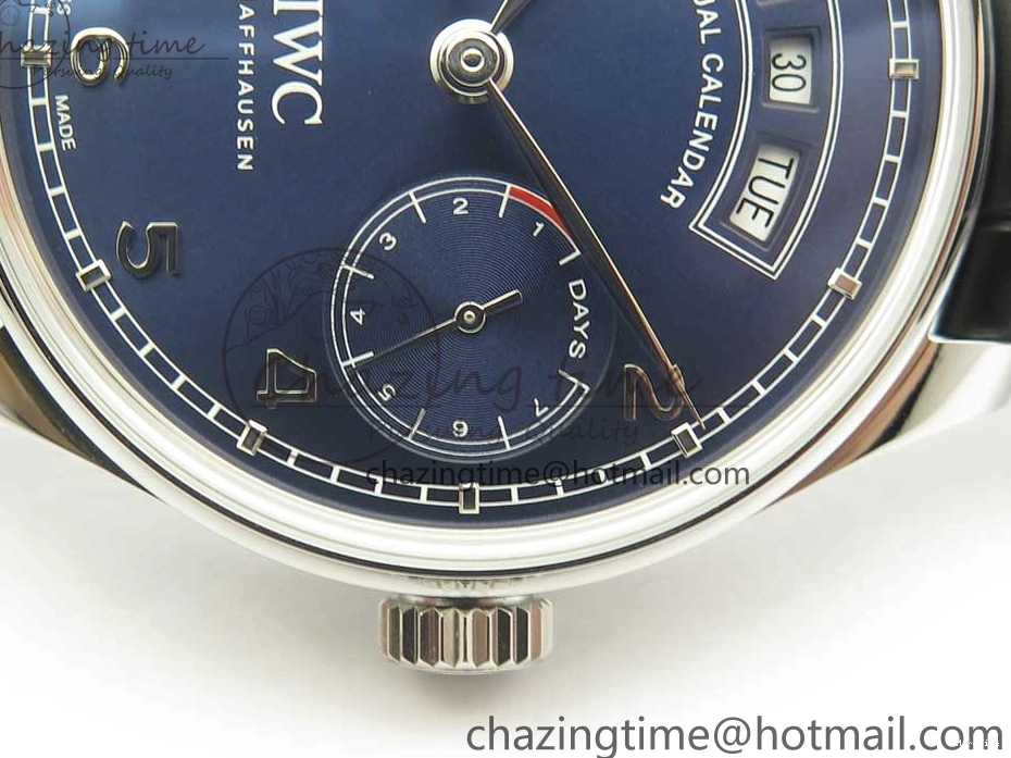 MIROTIME 0316 Portuguese Real PR Real Annual Calendar IW503502 ZF 1:1 Best Edition Blue Dial on Black Leather Strap A Breathable 7152